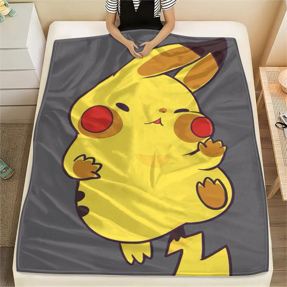 Pikachu Home Print Flannel Blanket Comfortable for Sofa Bed Couch and Travel.-TING