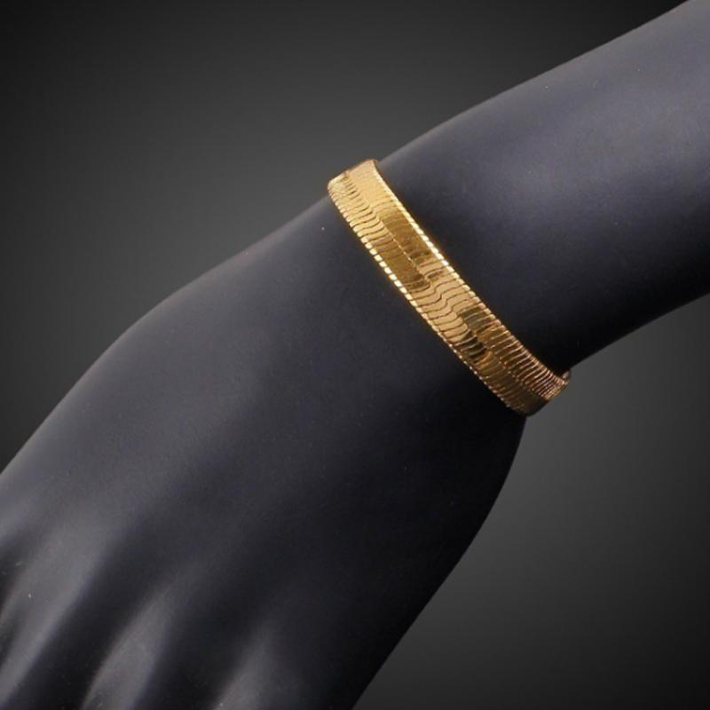 Fashion Men Women 18K Gold Plated Snake Chain Choker Necklace Bracelet Jewelry Set