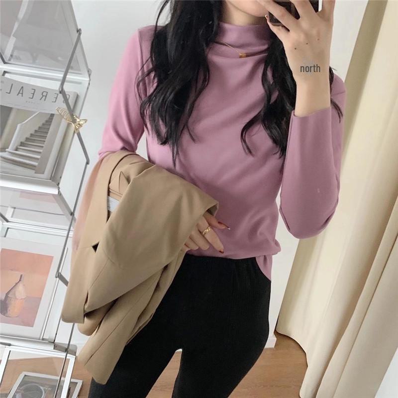 Женская рубашка с полуворотом из немецкого бархата, осень/зима, 12 цветов, отделка Fairy Wood Ear, начес и утолщение для тепла