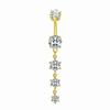 Copper Zircon Belly Button Ring Long Dangled Body Jewelry Sexy Stainless Steel Navel Piercing  Men
