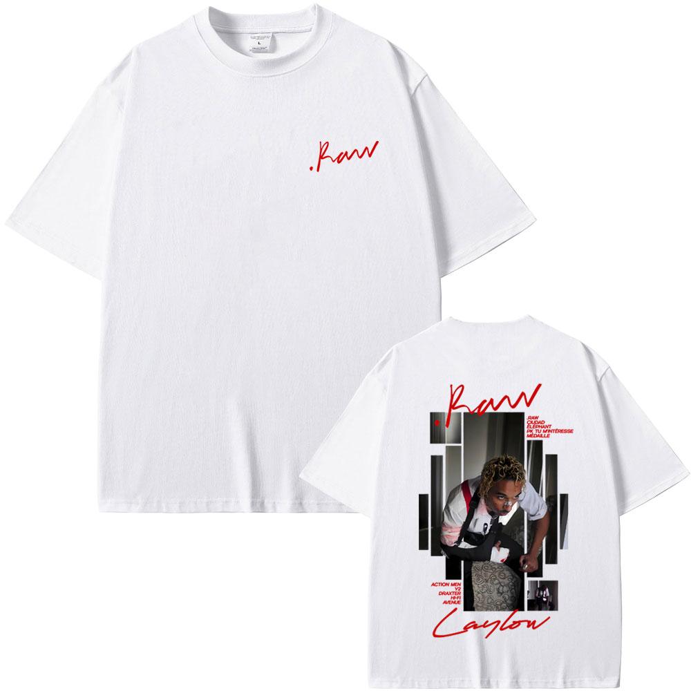 Rapper Laylow Raw Album Graphic Tshirt Unisex Women Clothing Hip Hop Fashion Pop Music T Shirt Male Casual Cotton Vintage Tshirts