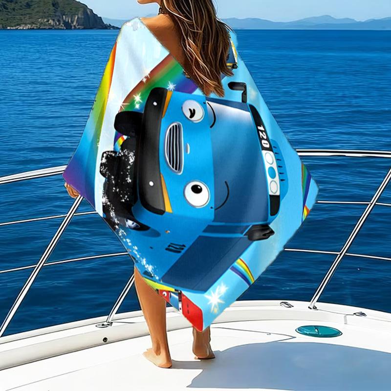 Adventure With Mateo The Little Bus Microfiber Beach Towel, Lightweight And Quick-Dry, for Summer Travel, Beach Essential, Swimming Pool Outdoor