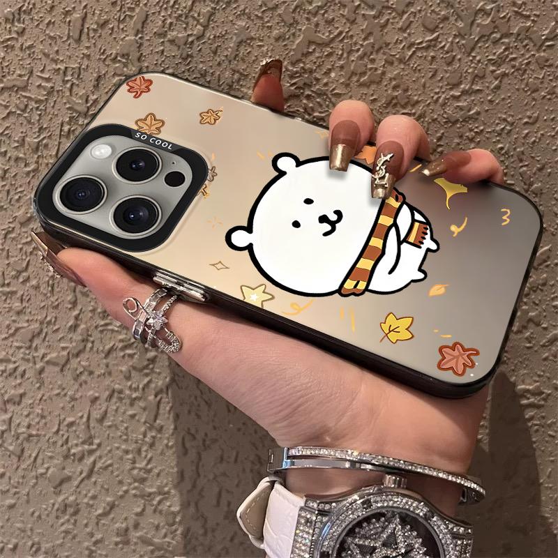Осенние Листья Шутка Медведь Принт Матовый Чехол для iPhone 17 Air 16 E 15 14 Plus 13 12 Mini 11 Pro Max Акриловый Лист Силиконовая Крышка