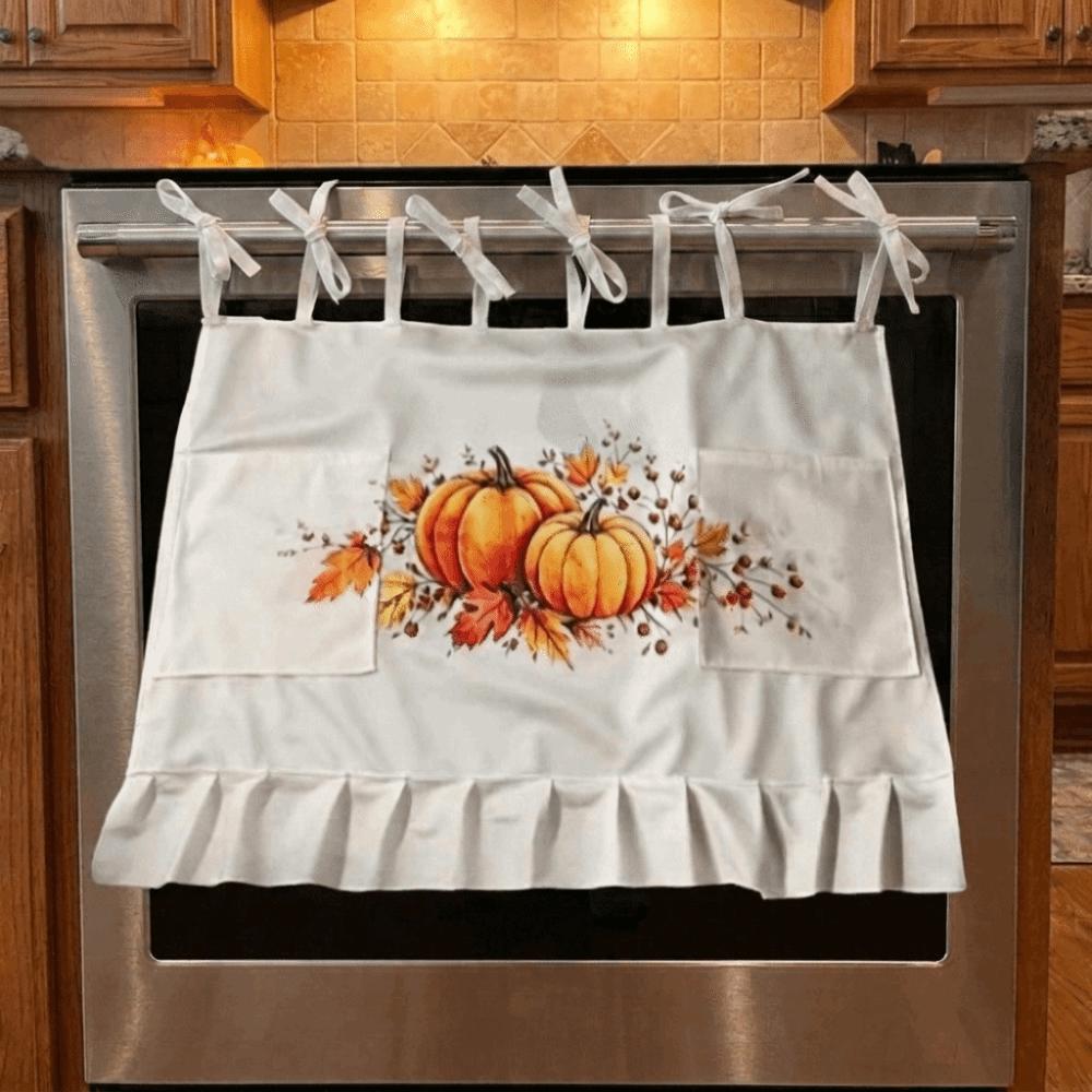Rustic Ruffle Trim Oven Door Curtain with Pockets Stove Cover Skirt Farmhouse Kitchen