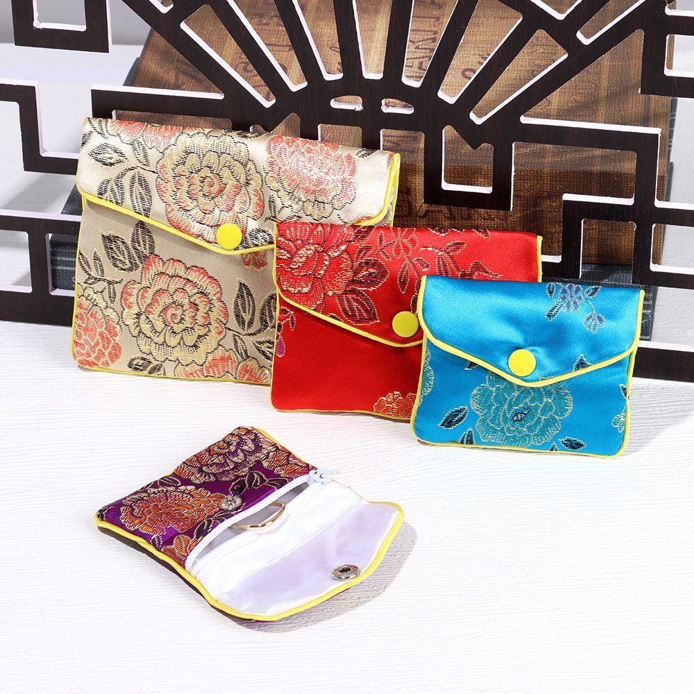 Brocade Portable Handmade Zipper Jewelry Bag Storage Pouch Snap Case Embroidery Bag
