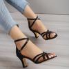New Sandals Women's Ankle Strap Gladiator Sandals Women High Heels Cross Straps Gold Sandalias Mujer Summer Shoes Woman