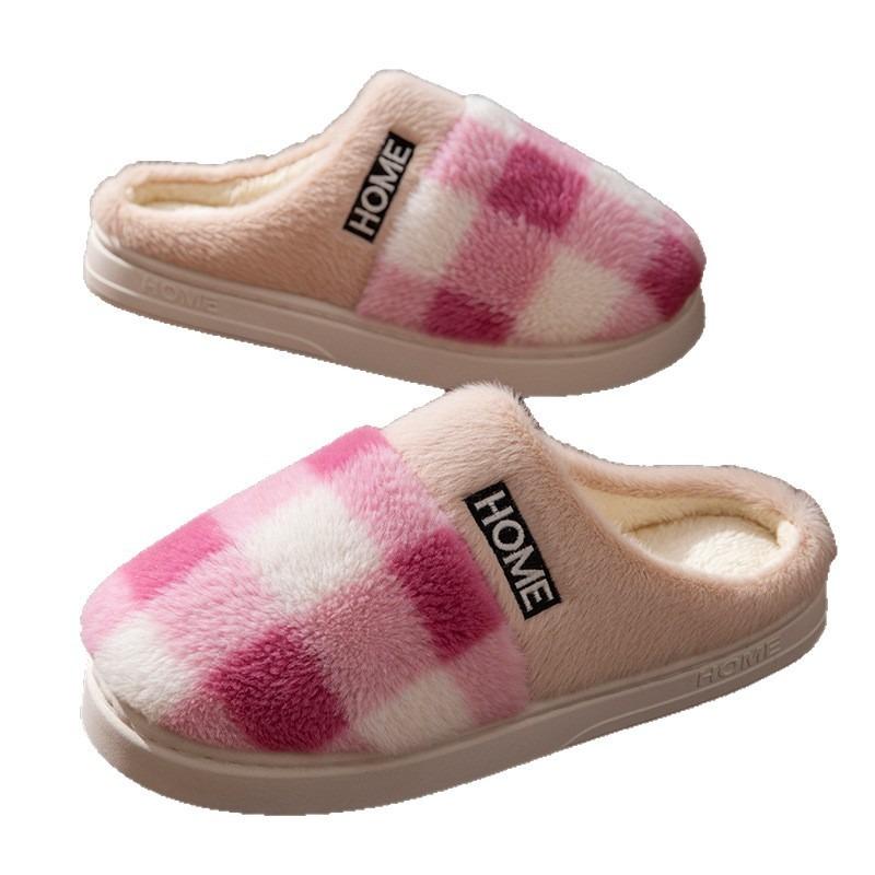Slippers Winter Men's Autumn and Winter Indoor Home Household Warm Non-slip Women's Couple Thickened Bottom Home Plush