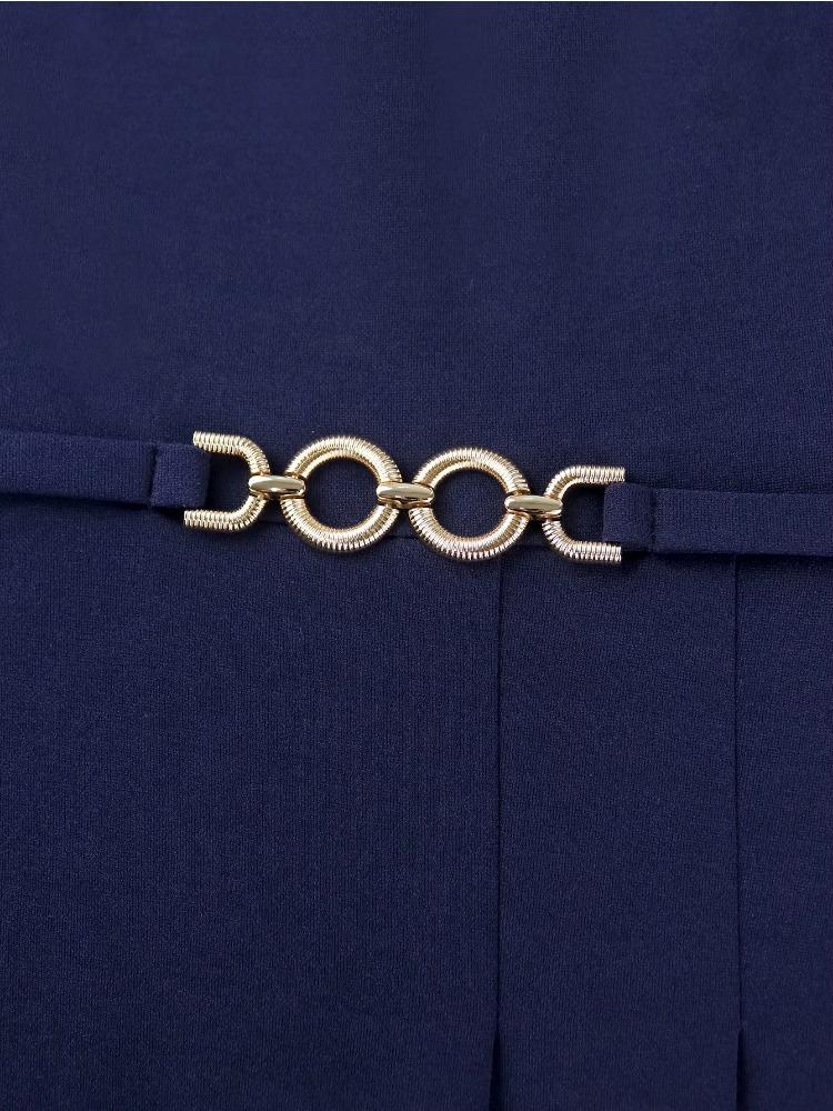 Women's Party Dress V-neck Pleated Hem Simple Mid Waist Commuting Dress Elegant Daily Casual Short Sleeved Solid Color Dresses