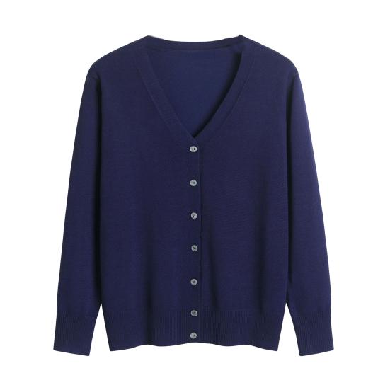 Women Sweater Coat Solid Color Single-breasted Buttons Long Sleeves Casual Cardigan Soft V Neck Casual Autumn Jacket for Daily Wear