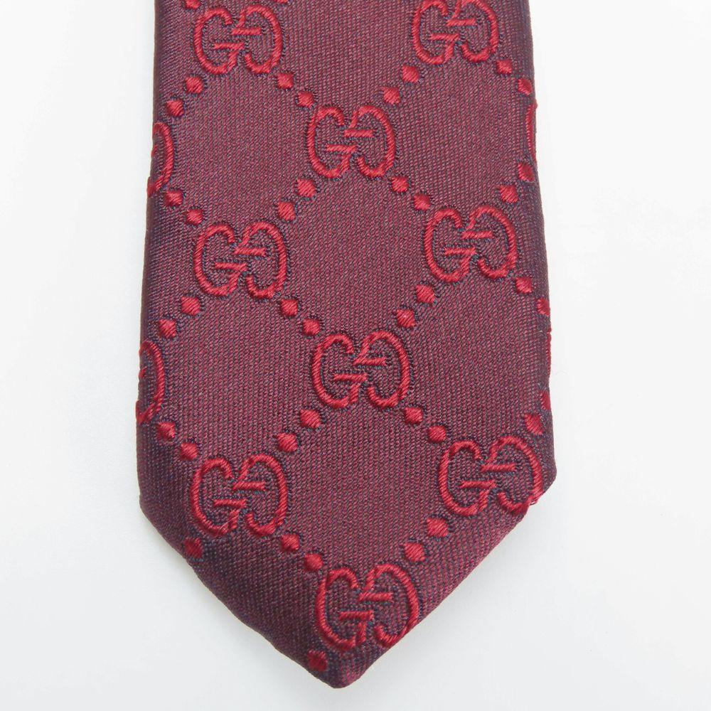 Used GUCCI tie GG silk Red Bordeaux suit