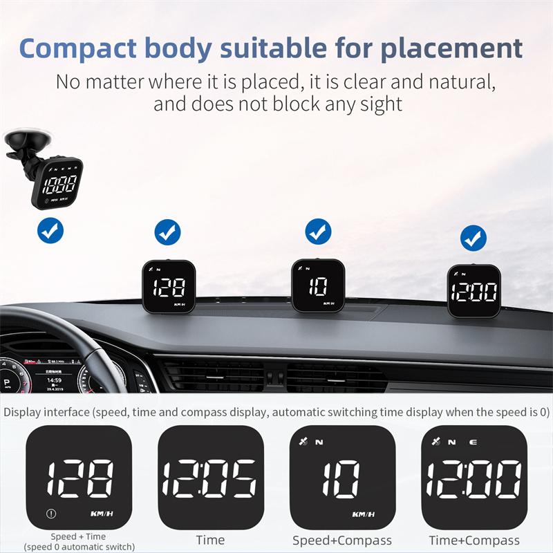 Автомобильный проекционный дисплей Hud Цифровой GPS Спидометр Мили в час Превышение скорости Сигнализация Многофункциональный Спидометр Компас HD LED Дисплей