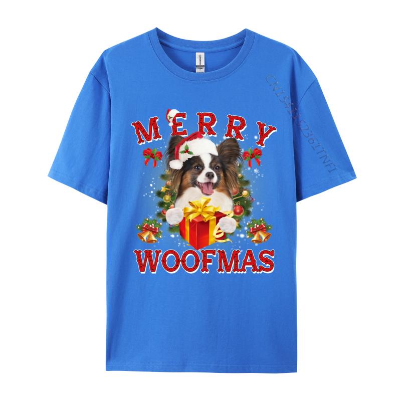Merry Woofmas Papillon Dog Christmas Ornaunisexts TShirt Unisex Tshirts Gift Short Sleeve Tops Shirt Coupons Group Clothing Shirt