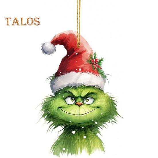 1/7Pcs Christmas Tree Ornaments Cartoon Green Elf Tree Hanging Decoration Acrylic Xmas Pendant for Holiday Car Window Wall Tree Decor