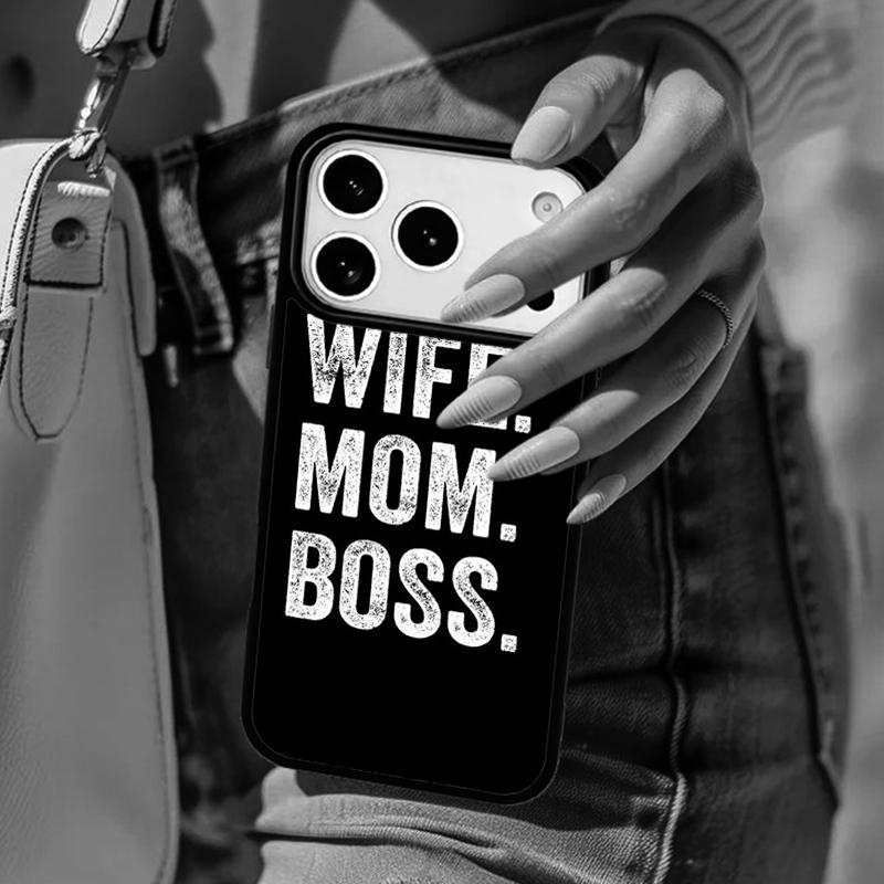 Чехол для телефона Wife Mom Boss funny для iPhone 17 Air 14 15 13 12 Max Чехол для Apple 16e 11 Pro Max Plus Coque