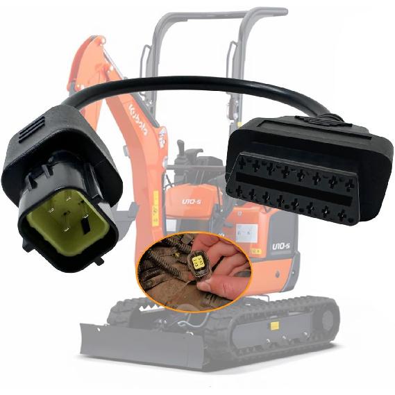 OBD1 на OBD2 Адаптер для KUBOTA 4-контактный на 16-контактный OBD2 Диагностический Кабель | Подходит для Kubota 4-контактного OBD2 Адаптера Диагностического Разъема, Работает с Интерфейсом Kubota