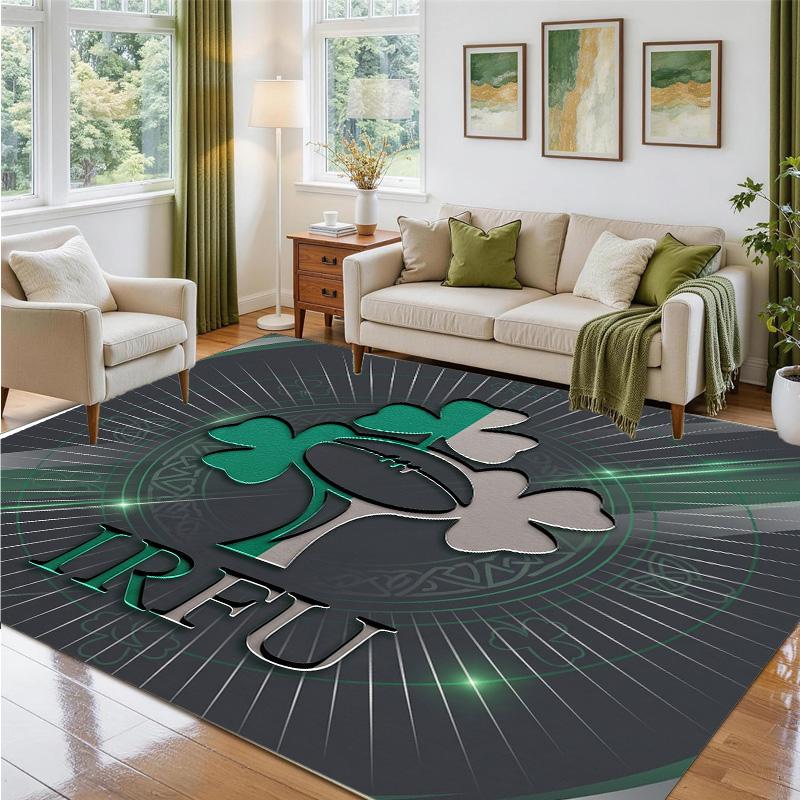 Ireland Rugby Design Crystal Velvet Rug Soft Decorative Mat for Bedroom Entrance
