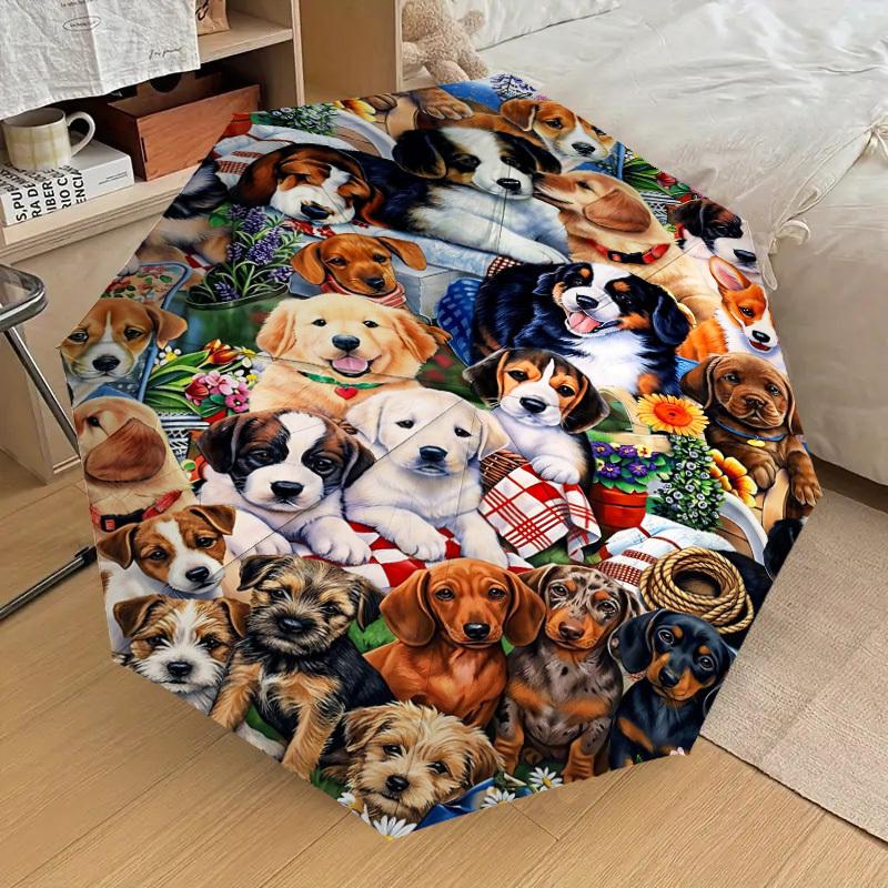 1PC puppies flowers Umbrella-8-Rib Reinforced Portable Folding Travel Suitable for All Seasons Outdoor Daily Use Is an Ideal Choice -K0388