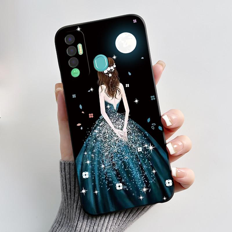 Печатный чехол для телефона Tecno Spark 7P Fundas Мягкий силикон Черный корпус Чехол Милый Цветок Мультяшный Корпус Capa Coque
