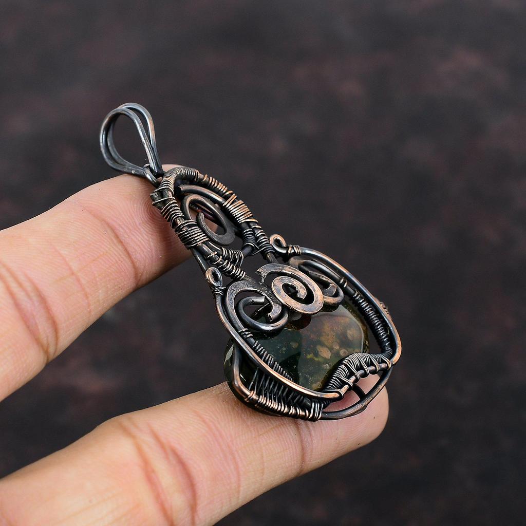 Подвеска из кровавого камня, подвеска из медной проволоки, подвеска ручной работы, ювелирные изделия из кровавого камня, подвеска из настоящего драгоценного камня, подарок на помолвку, ювелирные изделия из медной проволоки