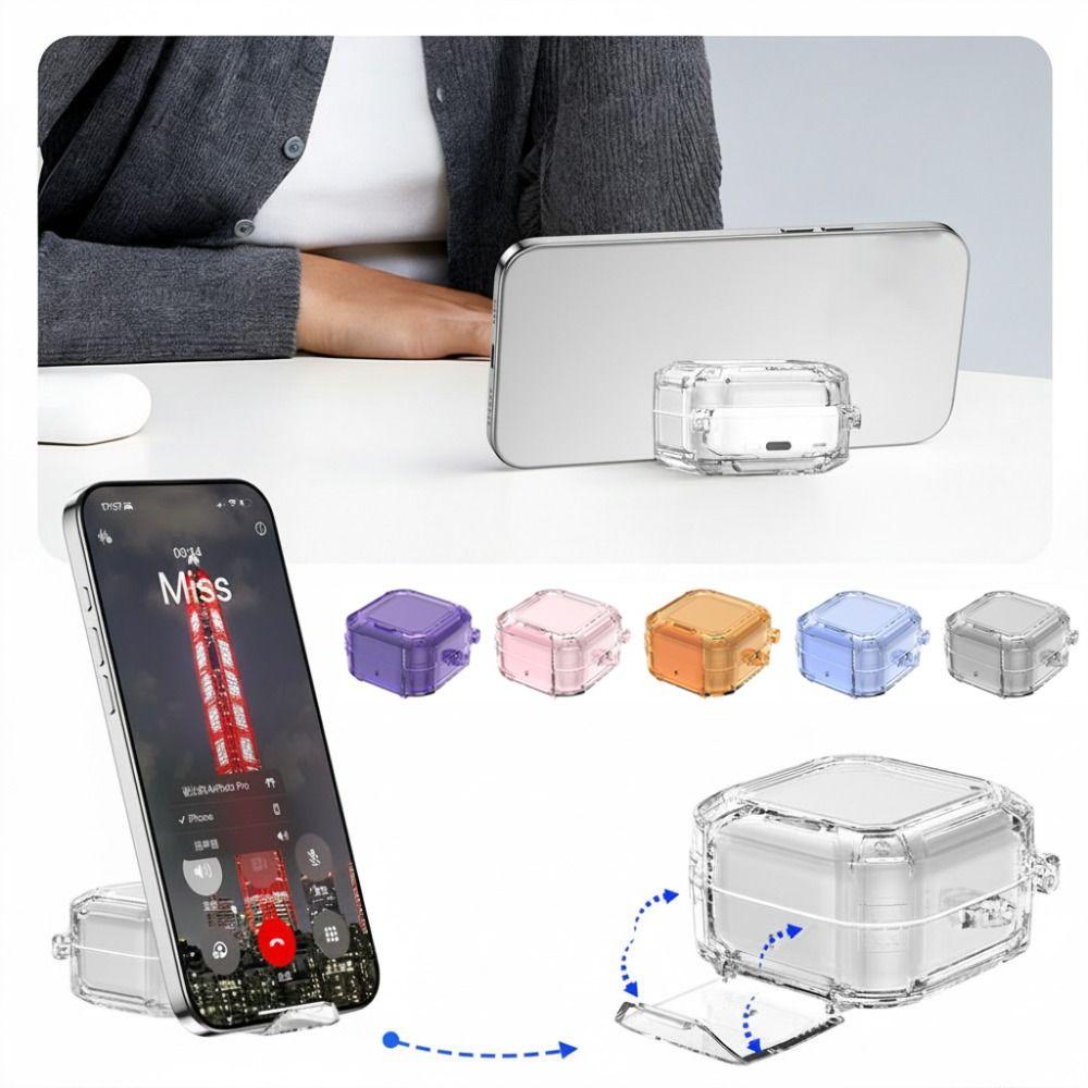 with Phone Stand Protective Case Transparent Earbuds Cover for Samsung Galaxy Buds4/4pro Travel