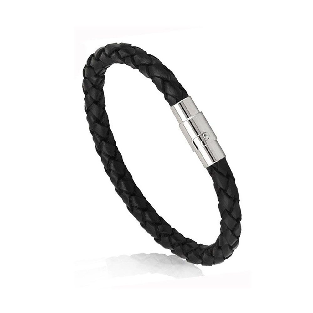 Simple Braided Women Men 1 Piece PU Leather Bracelet Magnetic Clasp Jewelry Fashion Accessories