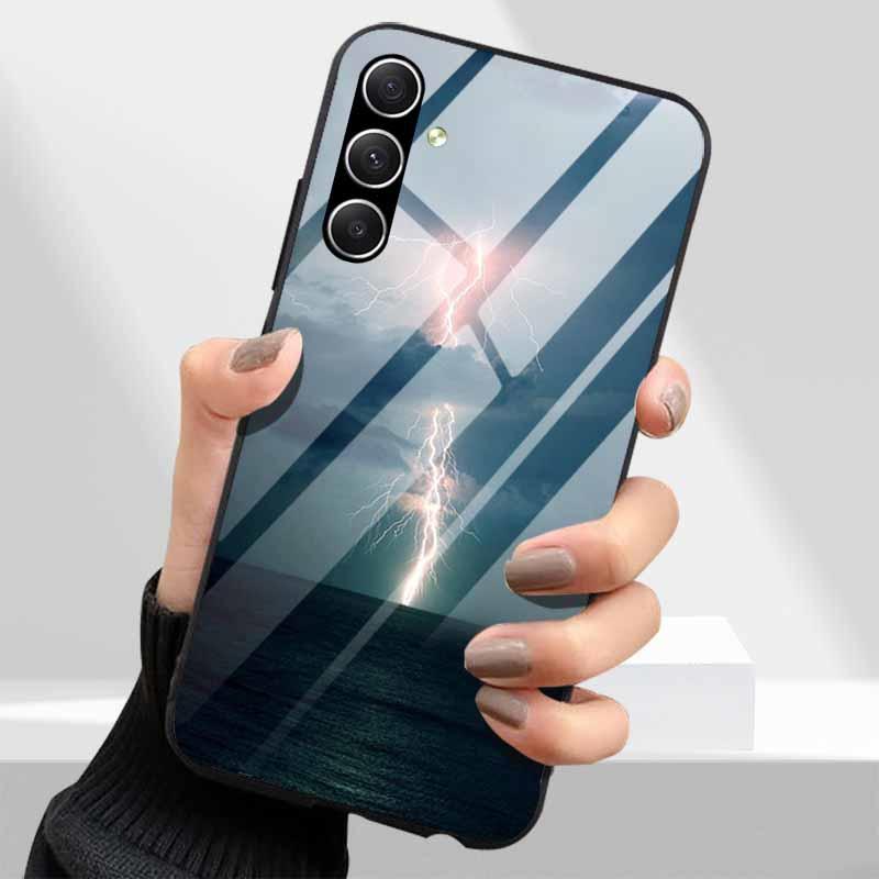 Закаленное Стекло Чехлы для Телефона для Samsung Galaxy A54 A14 A24 A34 Чехол Жесткий PC Задняя Панель Для M54 A15 A25 A55 5G A04s M23 M52 A 54