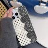 Элегантный Чехол для Телефона с Узором из Кружева в Горошек и Кожи Личи Для iPhone 17 16e 16 15 14 13 12 11 Air Pro Max Plus X XR XSMax