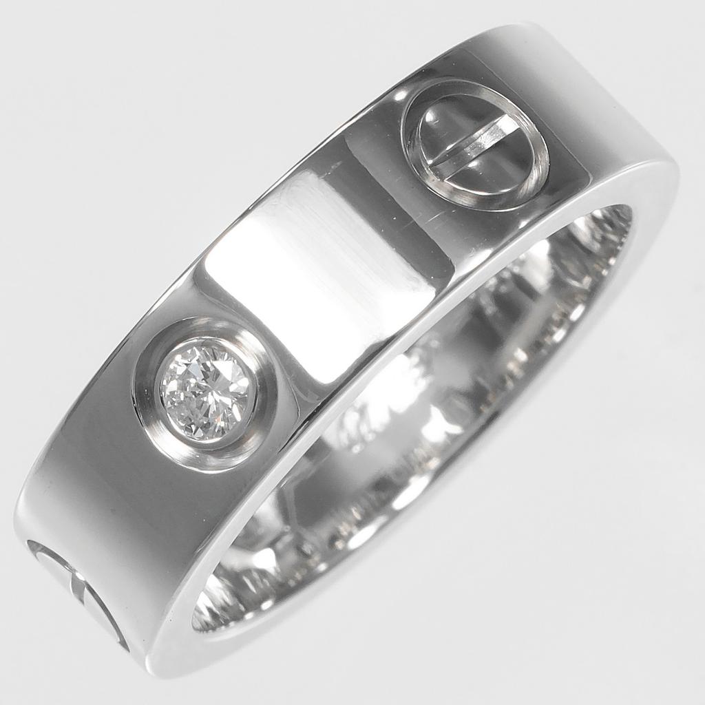 CARTIER Love Classic Model Ring K18 white gold/Diamond 3 stones #5.8(US Size) 8.82g Women Used