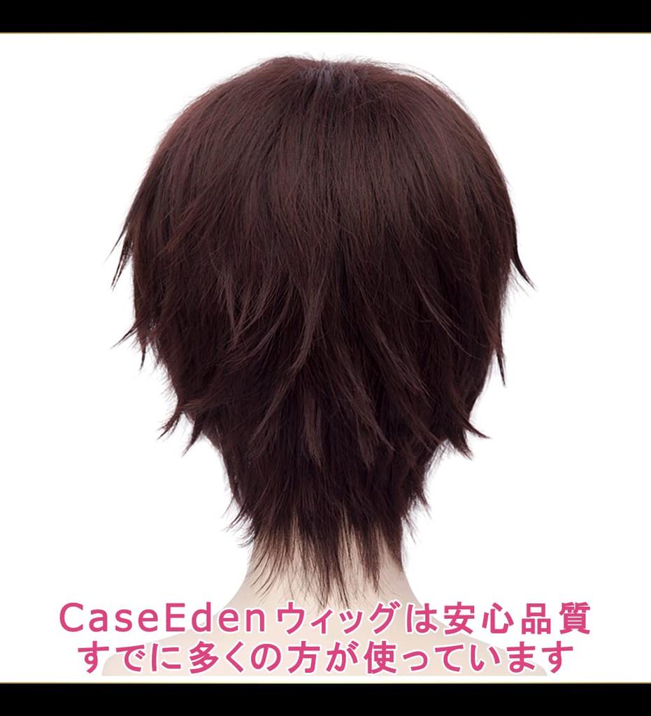 CaseEden Cosplay Wig, Short, 30cm, Heat-Resistant, Dark Brown, Includes 2 Wig Nets
