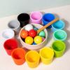 Baby Montessori Color Recognition Classification Cups Wooden Rainbow Ball  Early Learning Educational Desktop Games Toys Gift