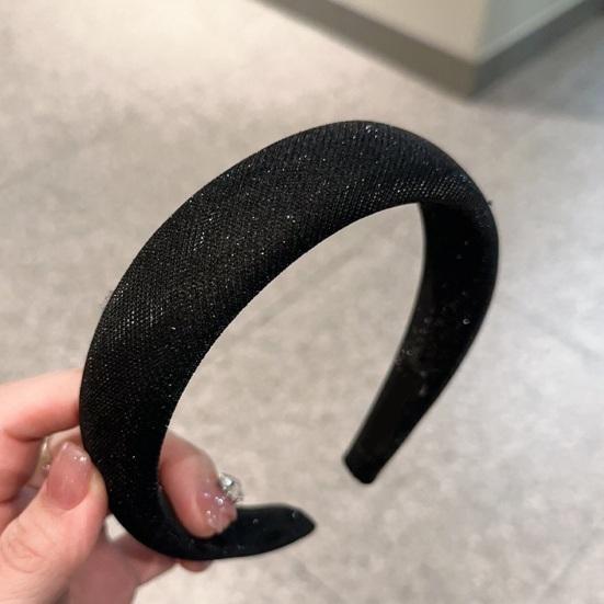 Women Headband Sparkling Rhinestones Sponge Thickened Filling Non-Slip Design Hair Hoop Flexible Fit Hair Accessory