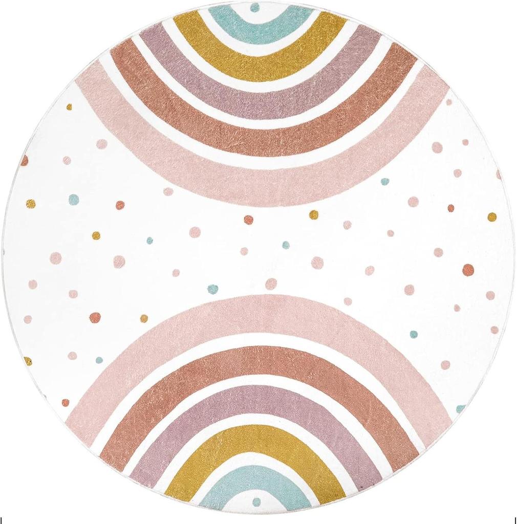 Красочный круглый коврик для детской комнаты Радужный моющийся коврик для игровой комнаты Детский коврик Нескользящий ковер для спальни для Вигвама Замка Принцессы