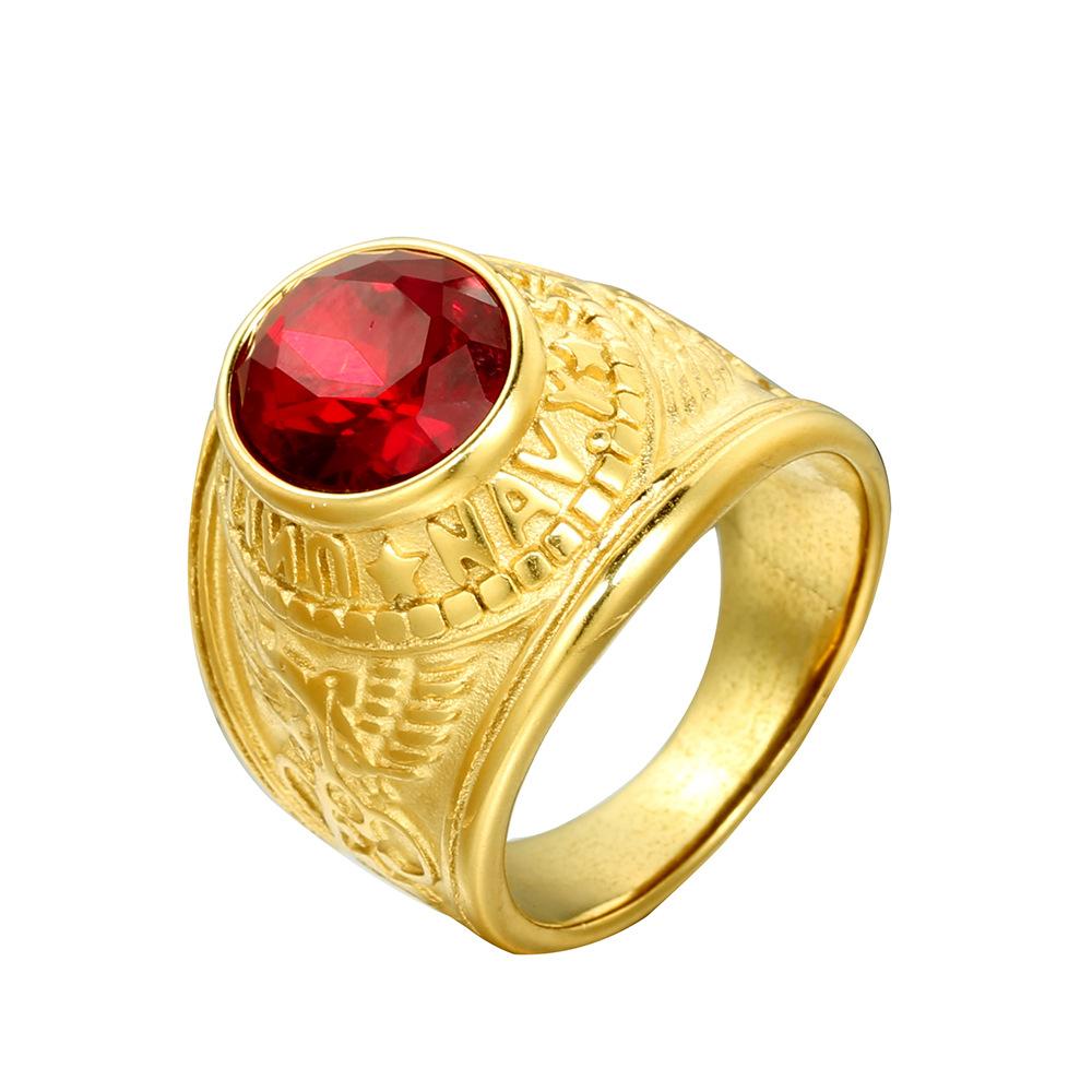 Военное кольцо из титановой стали для мужчин, модная инкрустация драгоценными камнями, стильные унисекс украшения, подарок