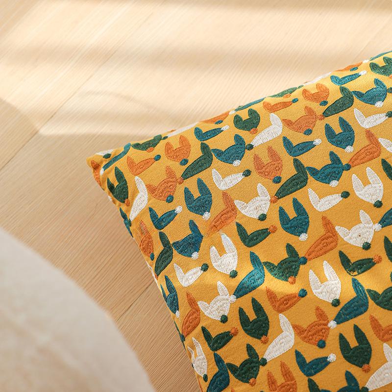 Cartoon Embroidery Throw Pillow Cover 30X50/45X45Cm Living Room Square Cute Waist Cushion Cover Decor Home Decorative Pillowcase