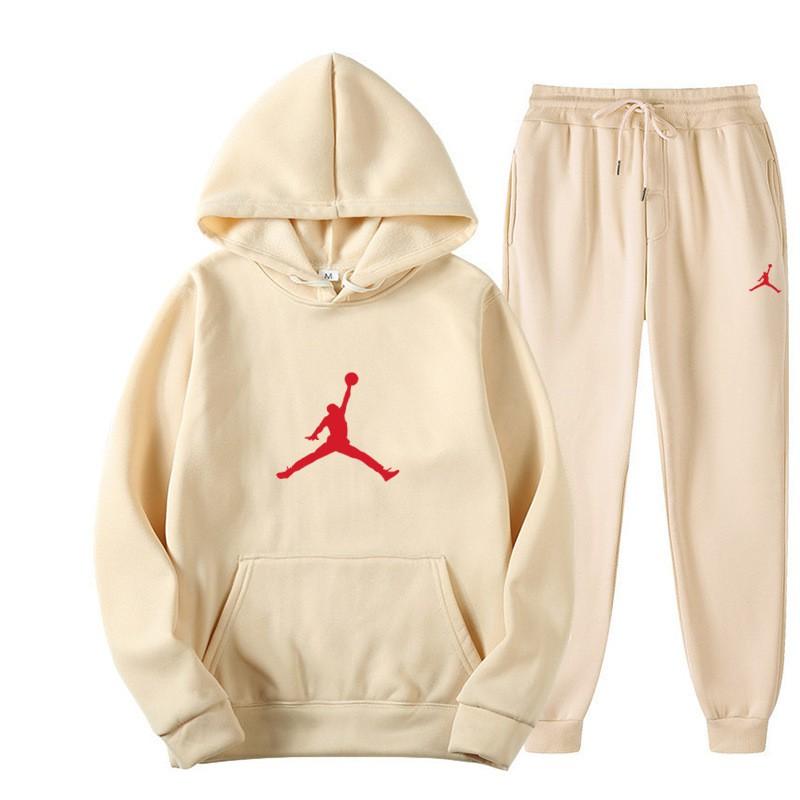 Men Women Hooded Fleece Lined Sweatshirt Set With Kangaroo Pocket Cuffed Pants Winter