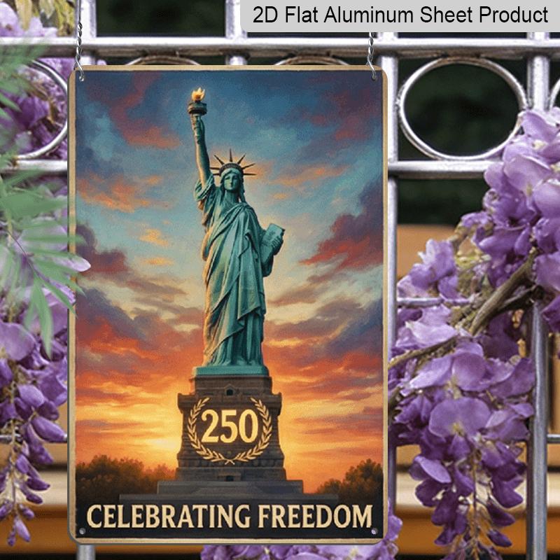 Плоская алюминиевая табличка 2D размером 7,87*11,8 дюйма celebrates 250 лет истории с патриотическим дизайном, изображающим Статую Свободы на