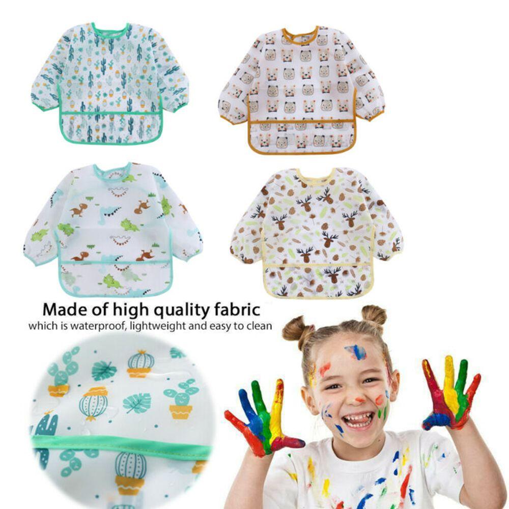 Paint Cartoon DIY Children Long Sleeve Clothes Baby Kids Bib Art Accessory Painting Apron Smock