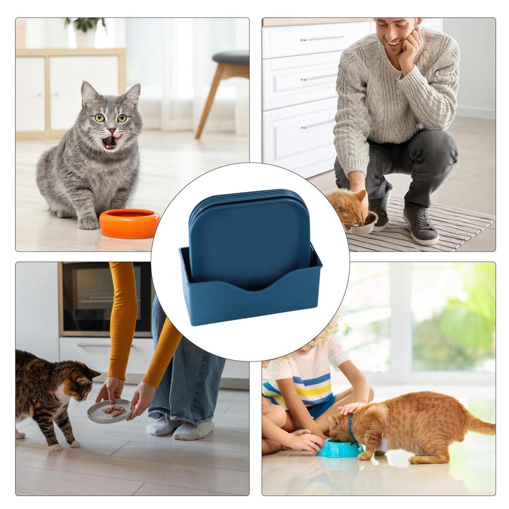 4 цвета, квадратная миска для кормления, миска для кошачьей еды, миски без усталости для влажного и сухого корма для котят и коротконогих кошек