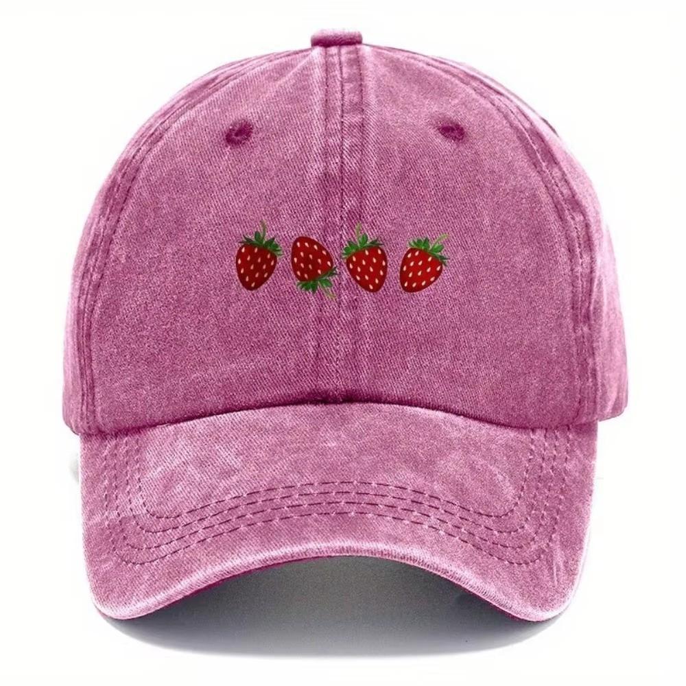 Hip Hop Strawberry Printed Baseball Cap Washed Cotton Sun Hat Streetwear Hats For Man Women Unisex