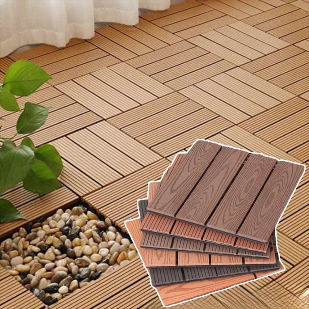 Новая водонепроницаемая уличная напольная плитка с замковым соединением, из твердой древесины, для патио, террасы, декинга, самокладка, DIY-установка, террасный кирпич, балкон