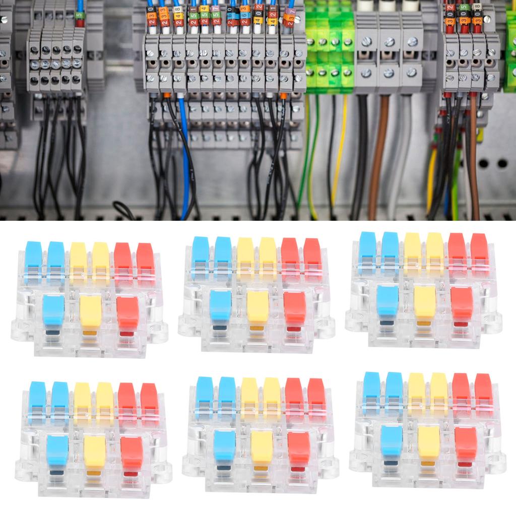 10 шт. клемм кабельного разъема прозрачный 3-входной 6-выходной зажим для провода LT-636 0,5-6,0 мм²