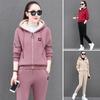 Women's Fall and Winter Padded and Thickened Warm Fashion Thick Plush Leisure Sports Two-piece Set Plus Size