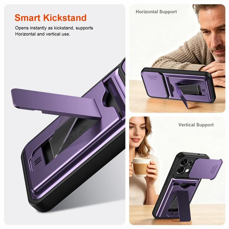 For OPPO A6 Pro A6X Case multi-layer structure, shockproof cover with bracket, card slot, lens protection