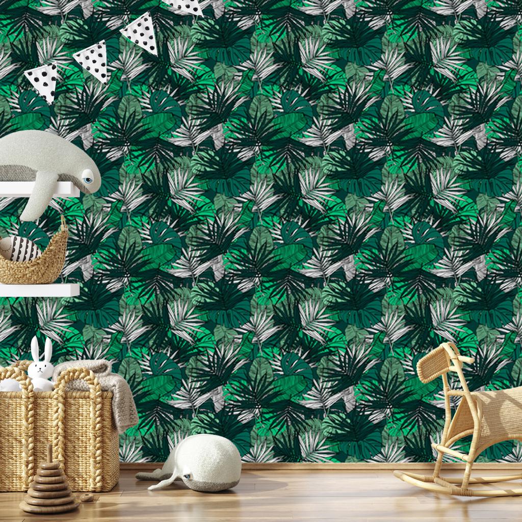 Wallpaper Monstera leaves banana palms for living room and bedroom 50x1000