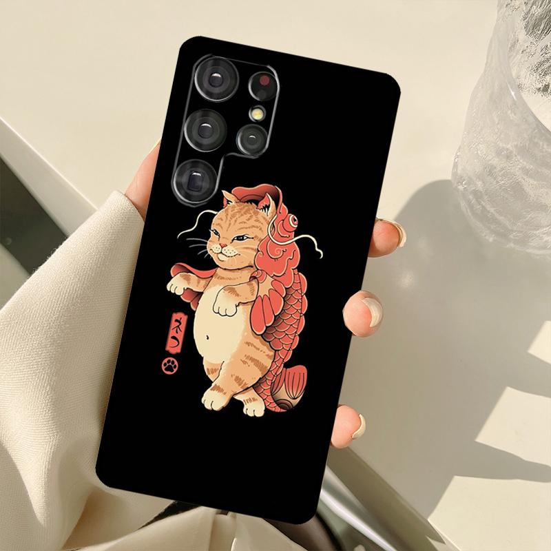 Чехол-крышка Ukiyo-e Самурай Кот Неко Рамен для Samsung Galaxy S23 Ultra S21 S22 S24 S25 Ultra S9 S10 Plus S25 FE S20 FE