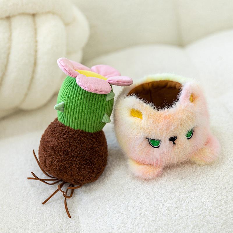 Creative Love Cat Cactus Plush Potted Plant Girls Office Sun Flower Table Company Event Gifts