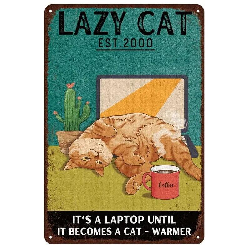 Нет кофе, нет работника, кот, металлические жестяные таблички, подарок для любителей кошек, винтажная табличка, металлический человек, пещерный бар, паб, клуб, кафе, украшение на стену дома