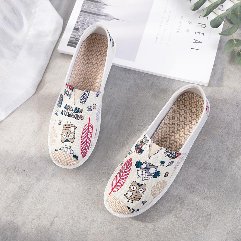 New Print Women Sneakers Slip On Light Mesh Summer Shoes Summer Breathable Flat Shoes Women's Single Shoes Flat Lazy Fisherman