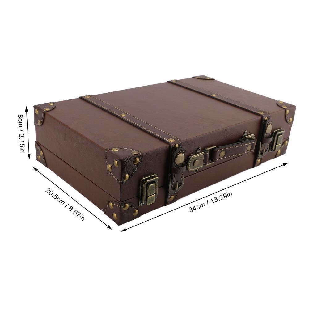 Wood Vintage Suitcase Leather Wooden Storage Box Decorative Luggage Trunk For Photography