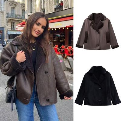 Женская осенне-зимняя свободная куртка с хлопковой подкладкой и отделкой мехом